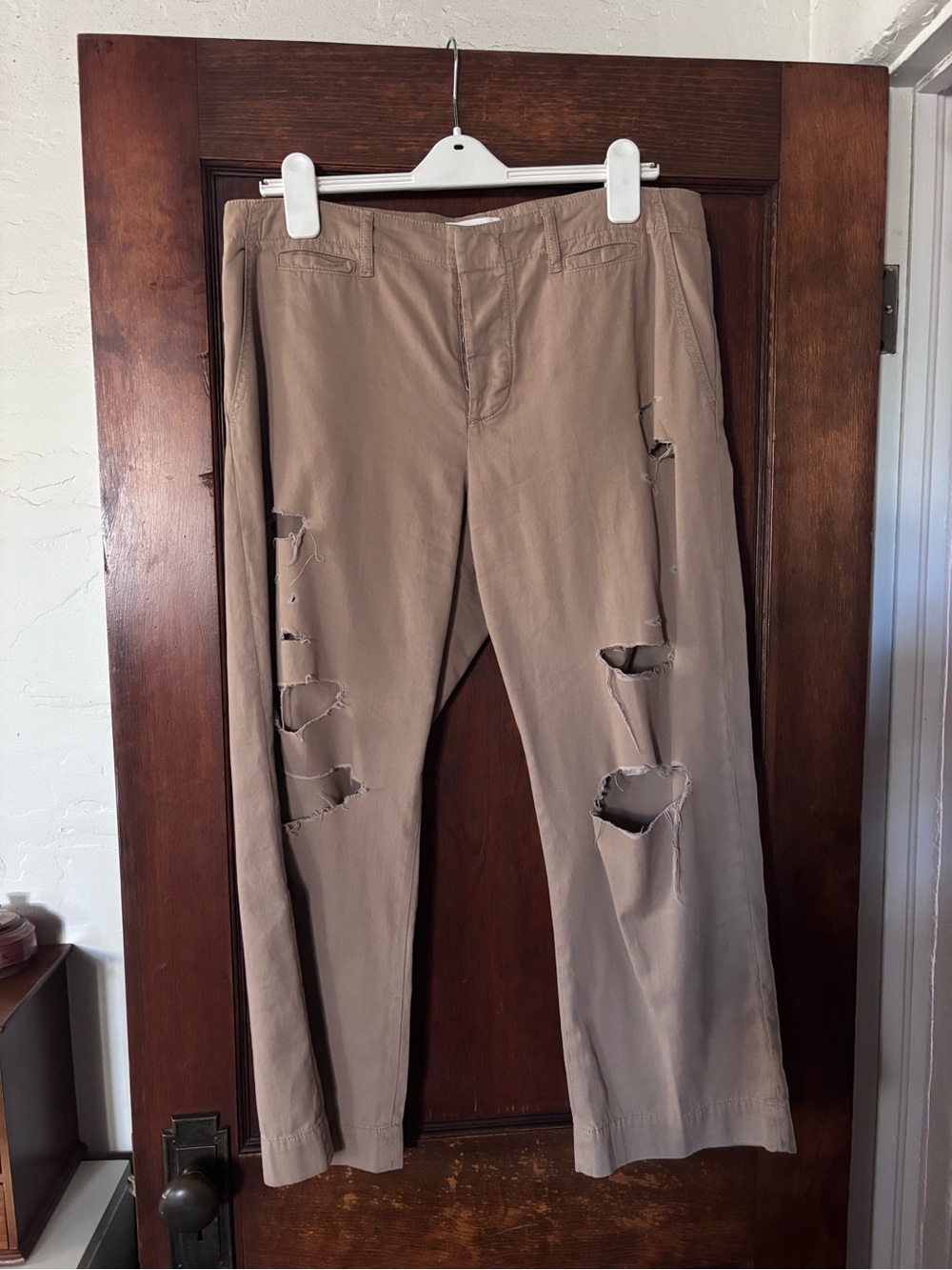 Frame Denim Tan Distressed Chinos